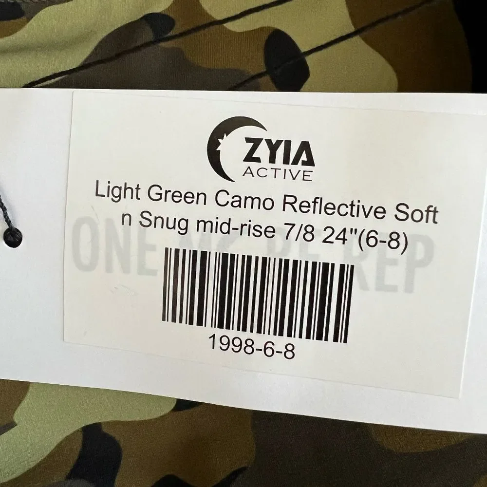 ZYIA Light Green Camo Reflective Soft & Snug Mid-Rise 7/8 Legging Size 6-8 - Picture 16 of 16